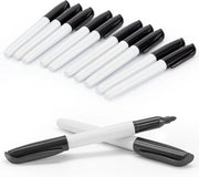 Set di pennarelli bianchi per whiteboard, nero, con 12 pezzi, inclusi pennarello con spazzola e capsula magnetica