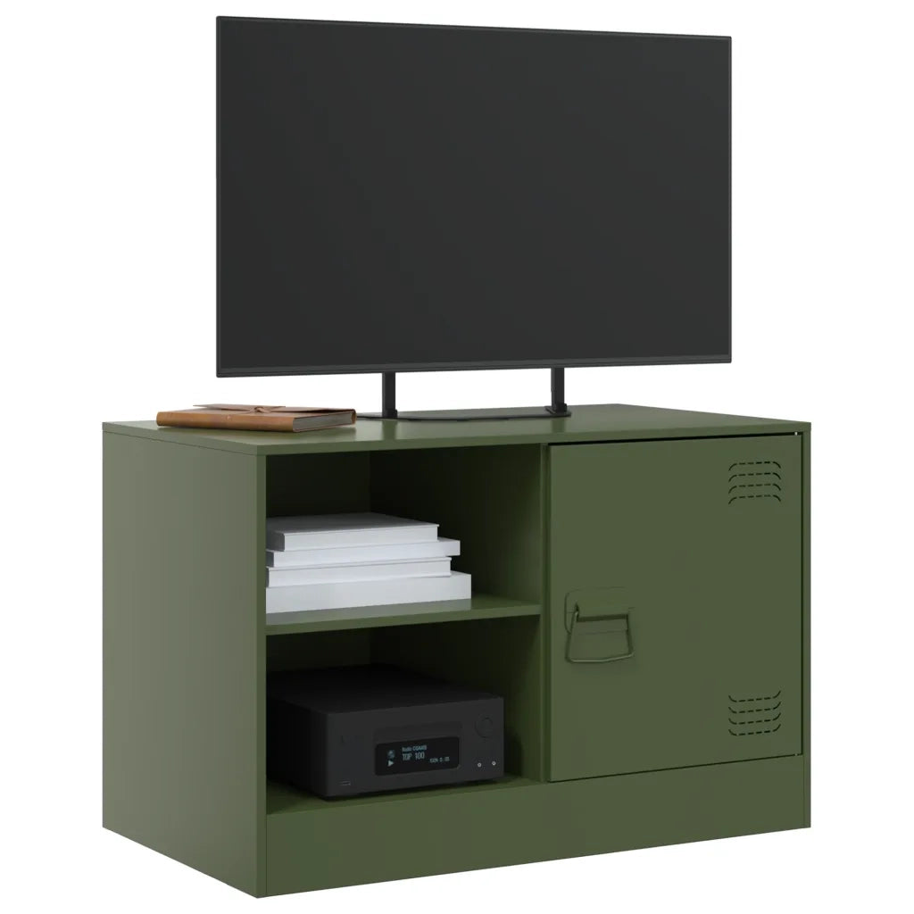Mobili TV 2 pz-Set di 2 Credenza per TV Verde Oliva 67x39x44 cm in Acciaio 652791