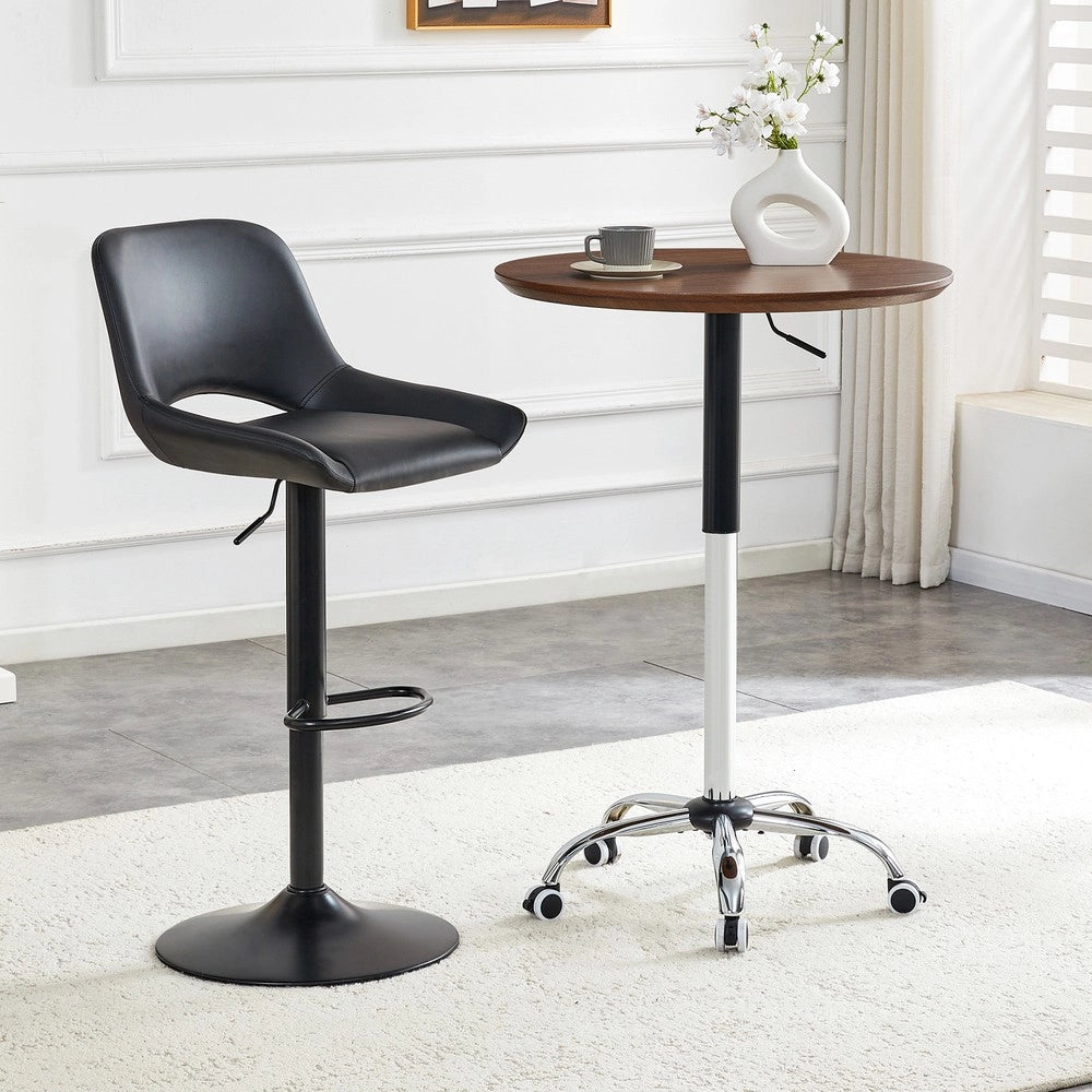 Tavolino Rotondo Regolabile con Ruote ¨C MINIMAL ¨C Noce, ?70 cm, Moderno