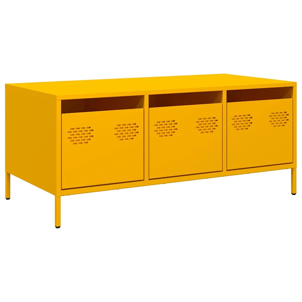 vidaXL Tavolino Giallo 101,5x50x43,5 cm Acciaio Laminato a Freddo