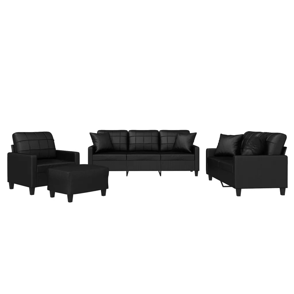 Set di Divani 4 pz con Cuscini Nero in Similpelle 3201353