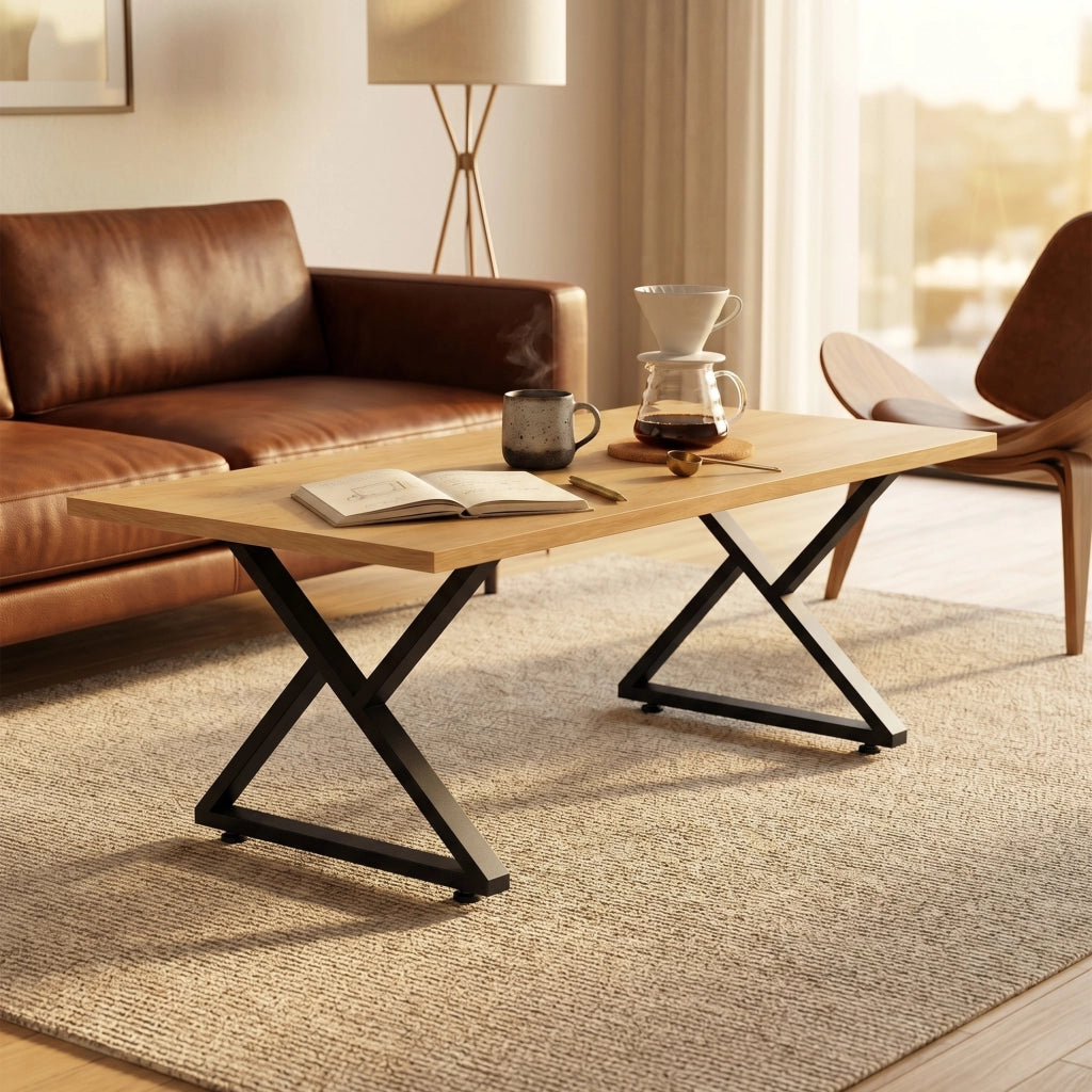 Gambe per Tavolo in Acciaio Nero a X ¨C Zephmum ¨C Regolabili, Stile Industriale