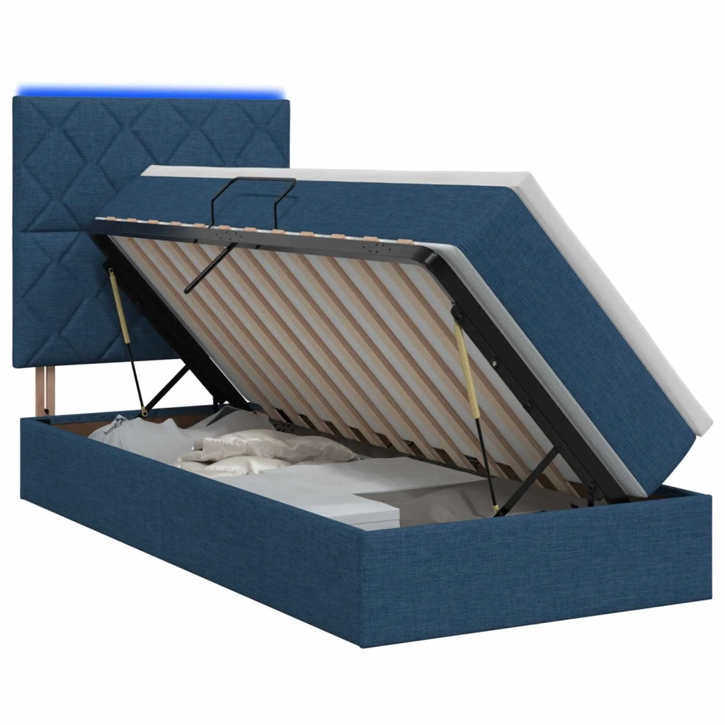 Letto con contenitore LED e materasso Blu 90 x 200 cm Tessuto 3459986