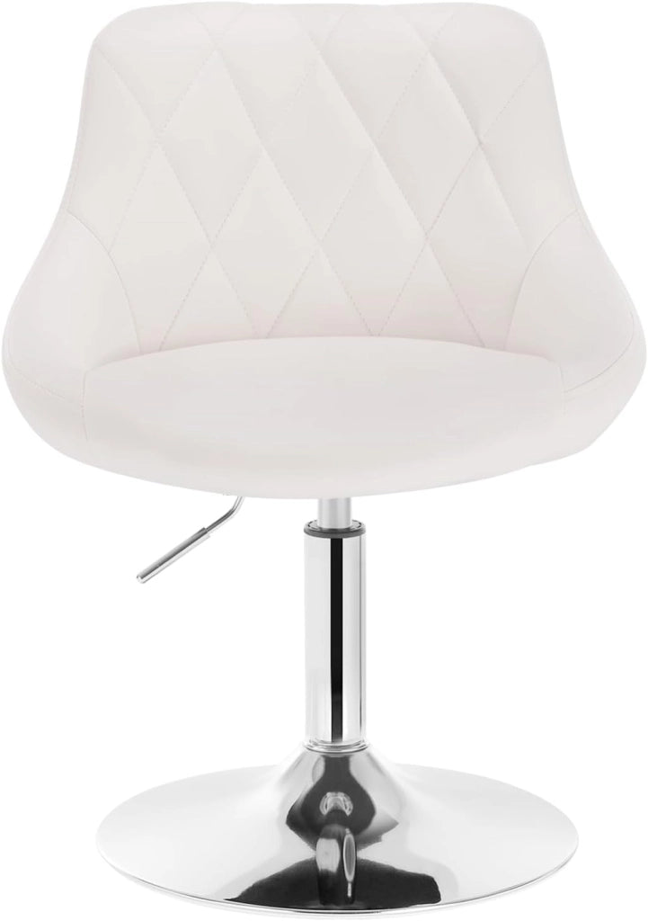 Set di 2 Casa Sedia Alta per Cucina con Schienale in PU, senza Poggiapiedi, l'altezza può essere regolata tra 42-58 cm, Bianco, BH241ws-2