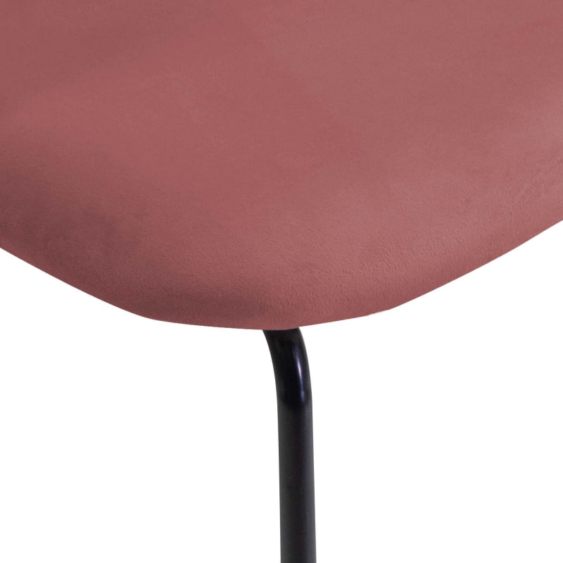 Sedia velluto Sammi rosa antico struttura nero cm 50x57h47/77,5