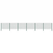 Pannello di Recinzione con Pali in Ferro 10,2x1,2 m Verde