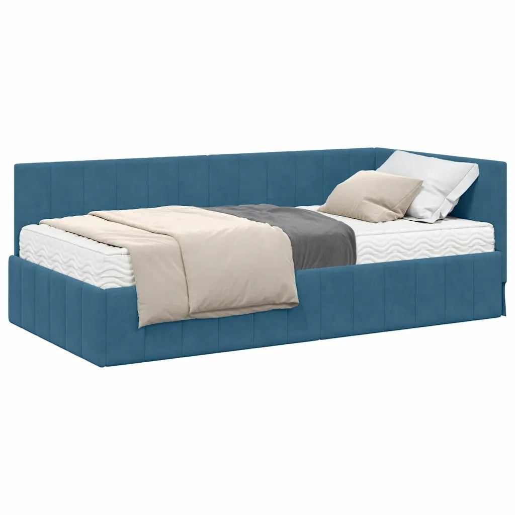 vidaXL Cornice del letto ad angolo Blu 90 x 200 cm Velluto