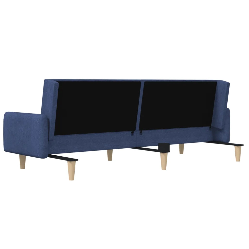 Divano Letto a 2 Posti Blu in Tessuto 375856