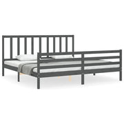 Letto matrimoniale | Letto per adulti | Giroletto con Testiera Grigio 200x200 cm in Legno Massello