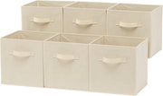 Cassa di stoccaggio pieghevole in tessuto con maniglie - 266 x 266 x 279 cm - beige uniforme - 6 pezzi