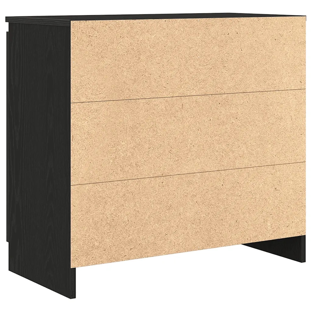 Credenza con Cassetto Rovere Nero 71x35x65 cm Legno Multistrato