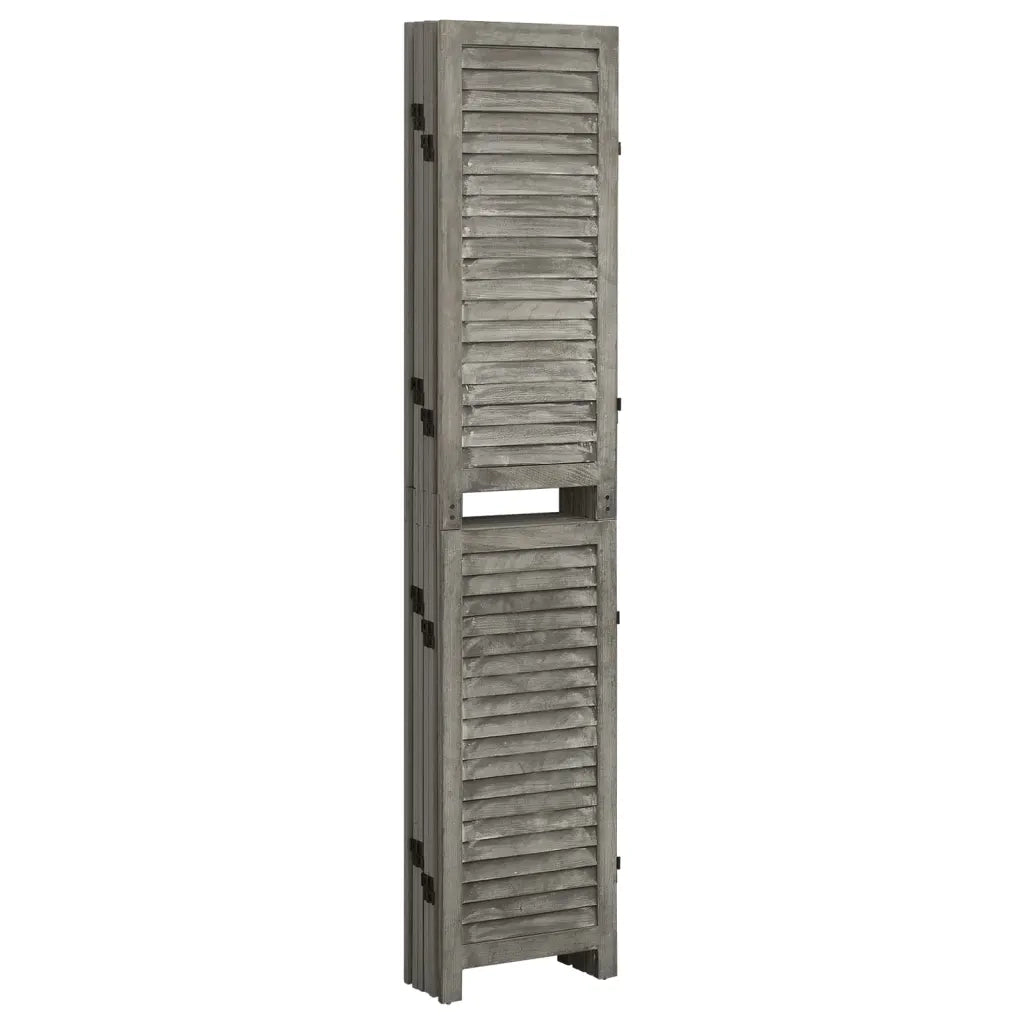 Divisorio a 6 Pannelli Grigio 214x166 cm in Legno Massello 338577