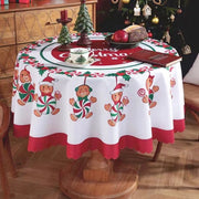 Tavolo di Natale a forma rotonda - Telaio in poliestere - Resistente all'umidità e al sporco - 155 cm - Tavolo di Natale lavabile - Tavolo di Natale a forma rotonda per festa, cucina, sala da pranzo