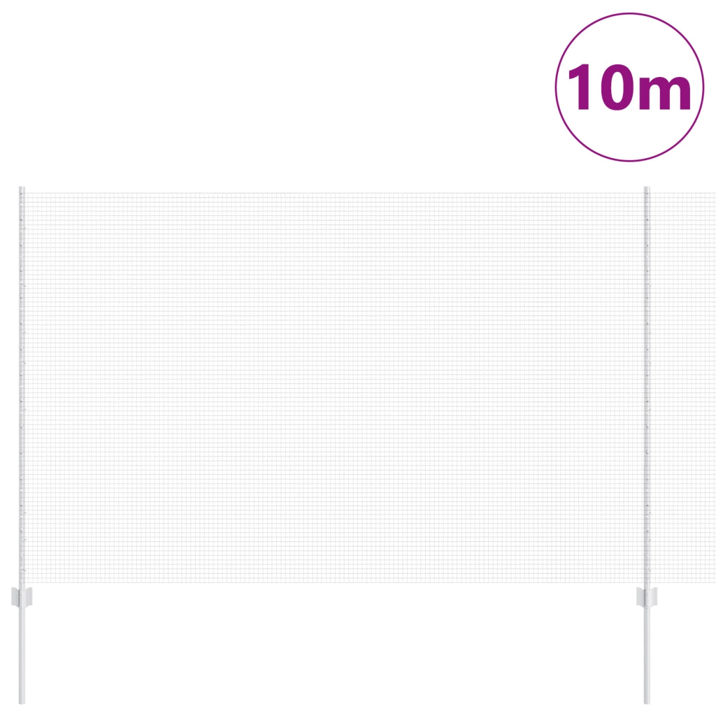 Recinzione in Filo Saldato con 10 Pali Argento 1.5x10 m Acciaio