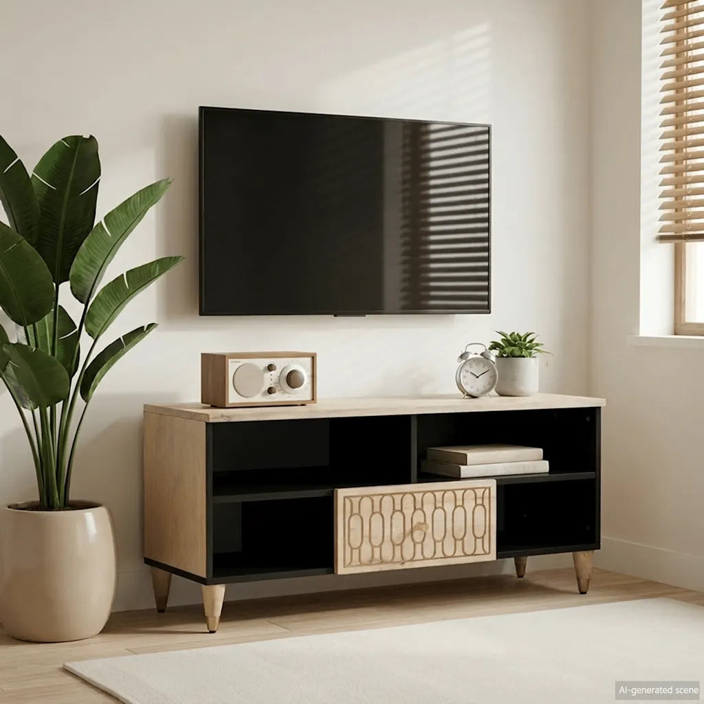 Mobile Porta TV 100x33x46 cm in Legno Massello di Mango 358264