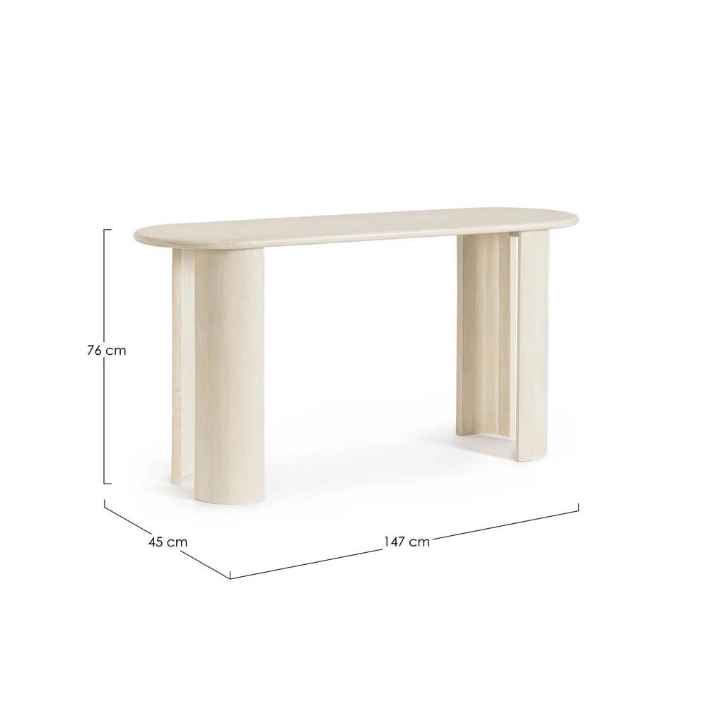 Consolle in Legno di Mango con Piano Ovale e Gambe Cilindriche - BRANCH