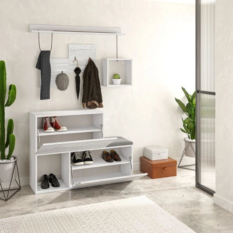 (2c) Mobile ingresso scarpiera bianco vintage Holdon 120x36,5x87,5