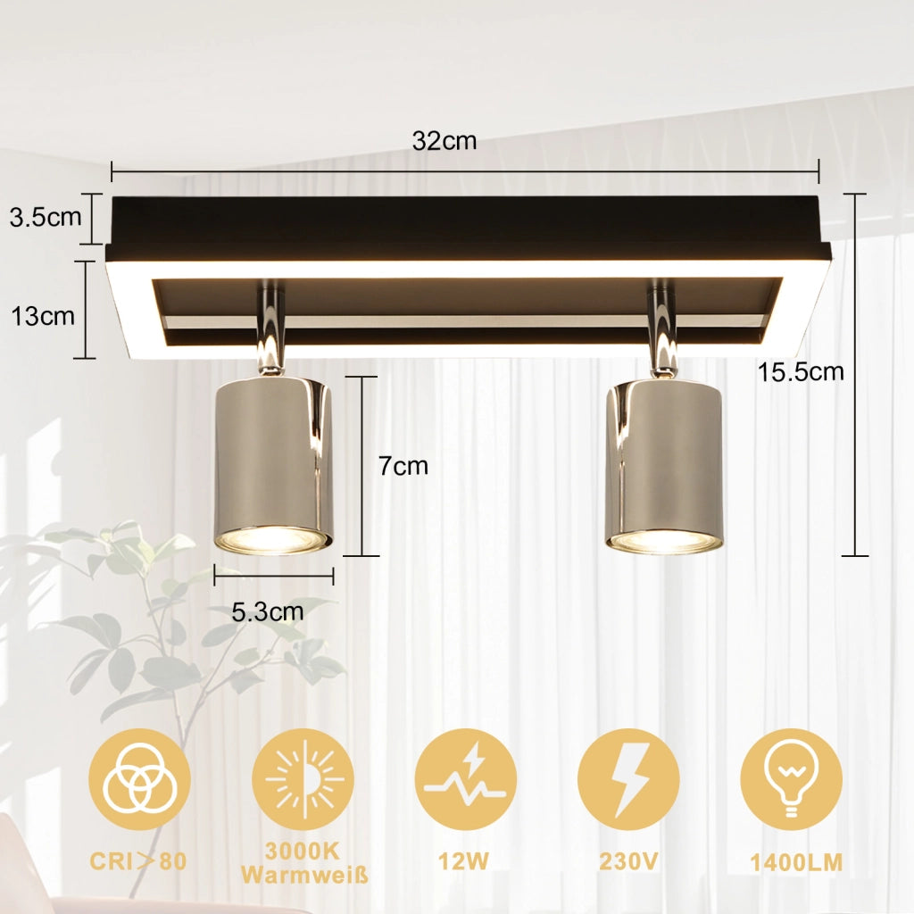 ZMH Faretto da soffitto LED 2 luci GU10 orientabili 12W