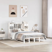 Letto Libreria senza Materasso-Struttura Letto con contenitore Bianco 150x200 cm Legno di Pino 986123