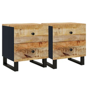 Set di 2 Comodini | Armadio da Notte | Mobiletto da notte 40x33x46 cm in Legno Massello di Mango