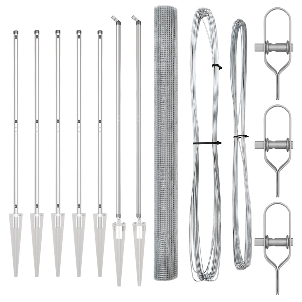 Set di Pali per Recinzione Set di 2 Acciaio zincato 10 x 1.5 m