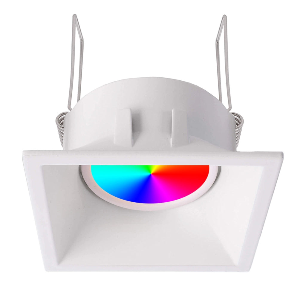 Faretto orientabile incasso 8cm quadrato bianco nero LED 6W  RGBW GU10 luce colorata bar pub 230V BIANCO LUCE RGBW 3000K