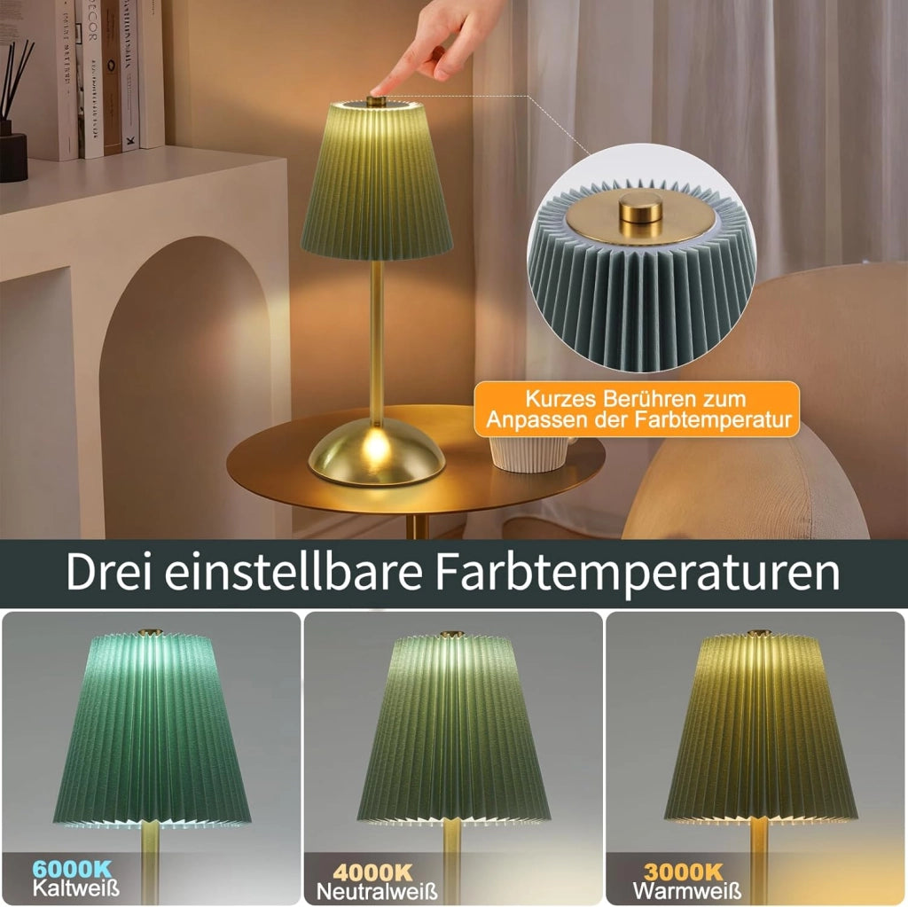 ZMH Lampada da tavolo LED set 2 pezzi wireless touch dimmerabile 3 temperature colore per camera letto soggiorno
