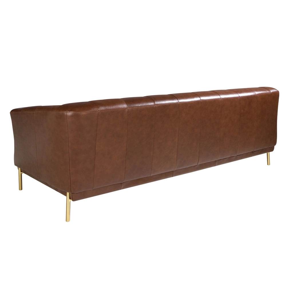 Divano Chester a 3 posti in pelle marrone cognac