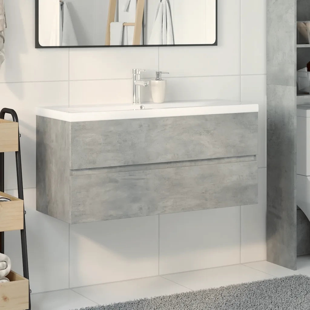 vidaXL Set Mobili da Bagno 2 pz Grigio Cemento in Legno Multistrato