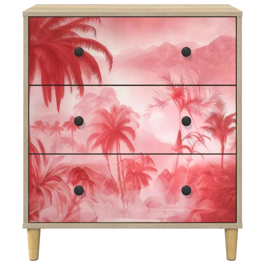 Cassettiera AACHEN Stampa di palme rosa 66 x 36,5 x 75 cm 8007366