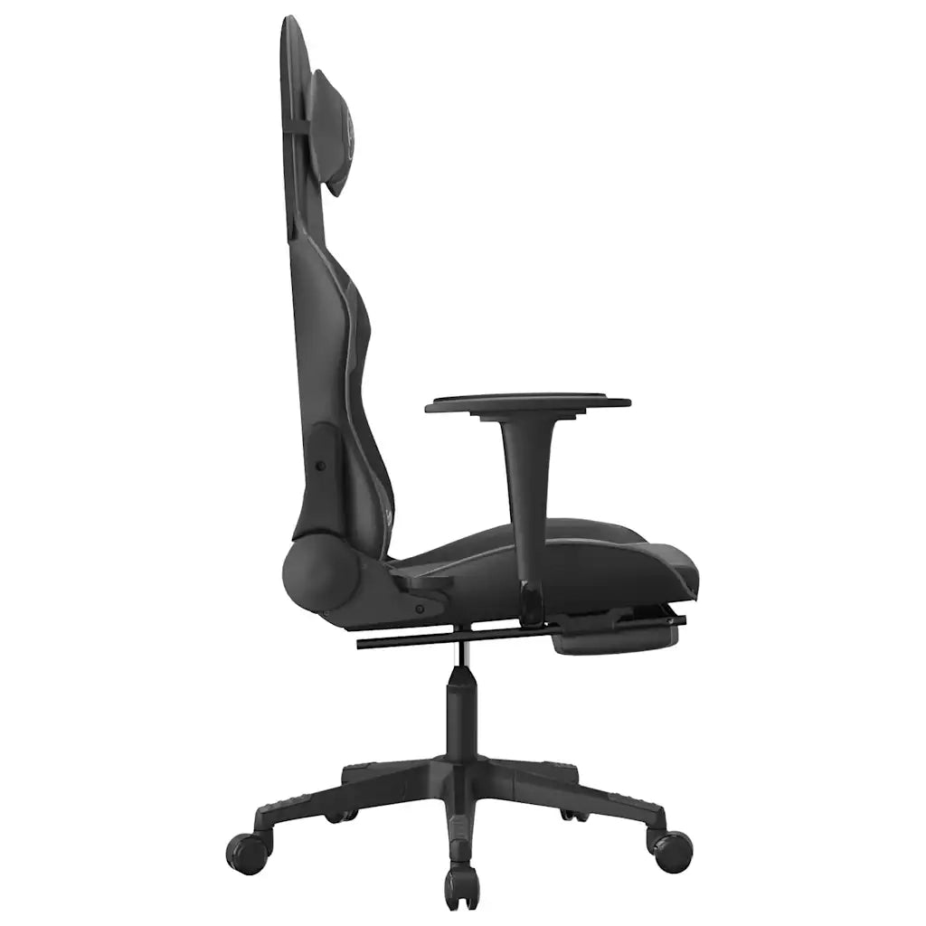 Sedia da Gaming | Sedia da e-sports Massaggio Poggiapiedi Nero e Grigio Similpelle