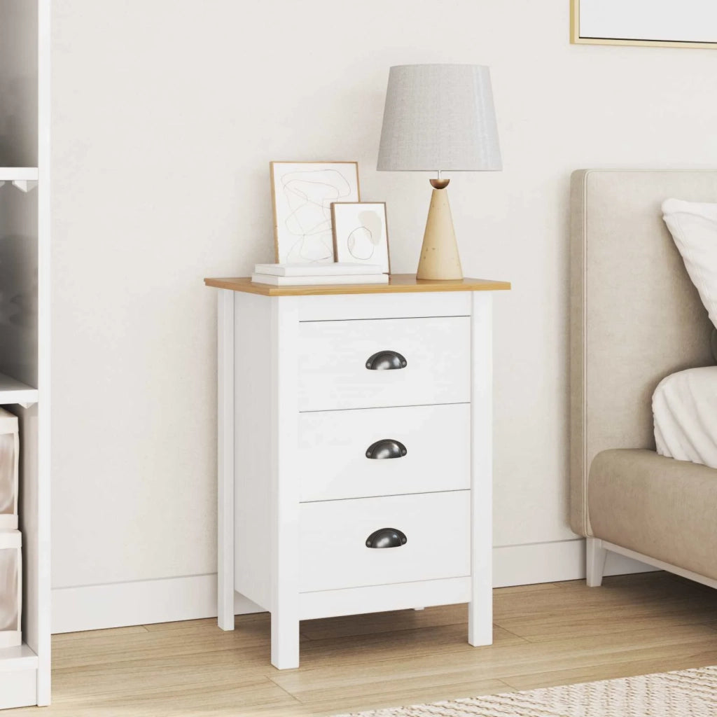 Armadio da Notte HILL Bianco e marrone miele 46 x 35 x 65 cm 42025030