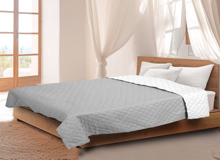 Copriletto AIO FACTORY 160x200 cm Ultrasonic Grigio e Bianco, Fodera Morbida