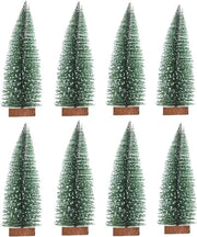 Mini alberi di pino verdi 8 pezzi miniatura neve piccola base in legno 10 cm decorazione natalizia decorazione da tavolo vetrina - decorazione di festa
