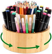 Organizzatore per scrivania in bambù - girevole 360 gradi - 1 pezzo - bambù