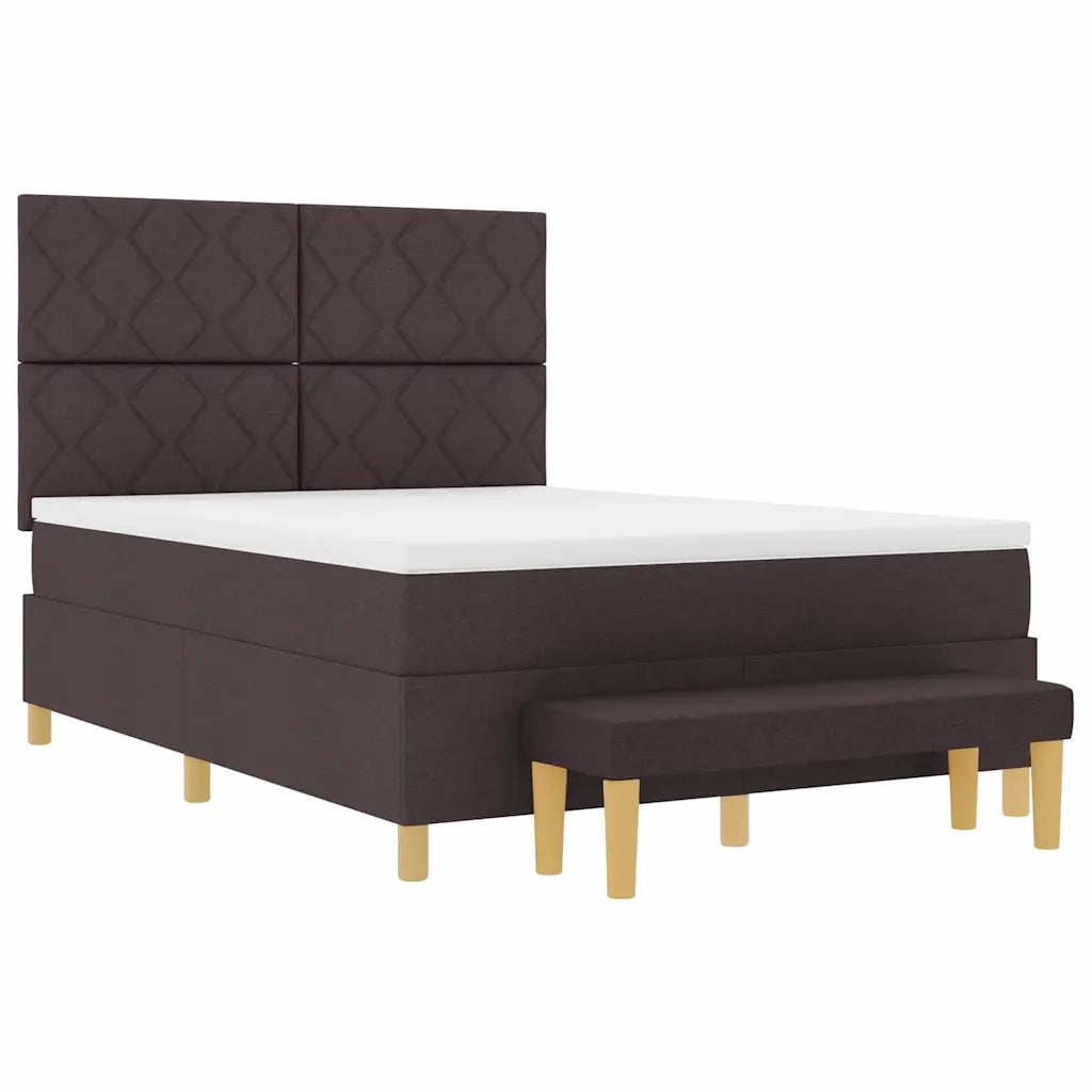 Letto a molle con testiera Marrone scuro 190 x 140 cm Tessuto 3344376