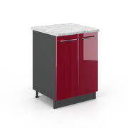 Mobiletto base cucina Fame-Line Bordeaux lucido/Antracite 60 cm, PL Marmo Vicco