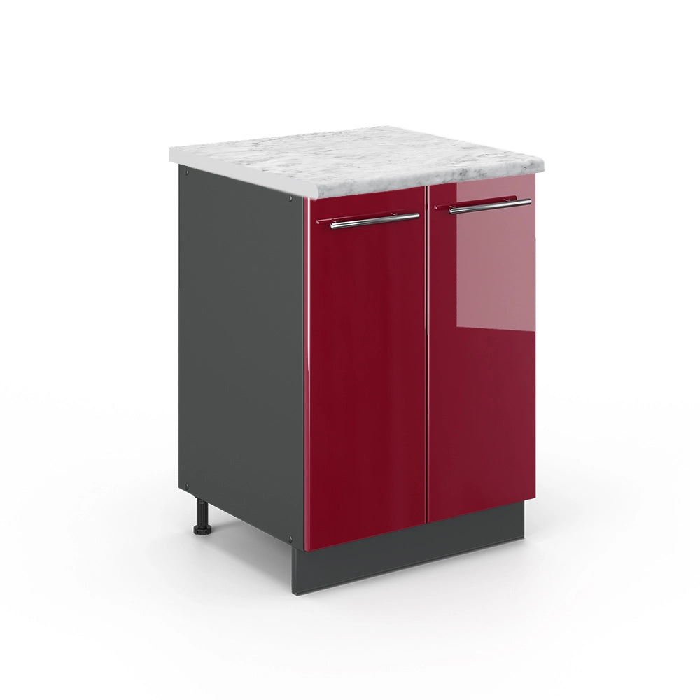 Mobiletto base cucina Fame-Line Bordeaux lucido/Antracite 60 cm, PL Marmo Vicco