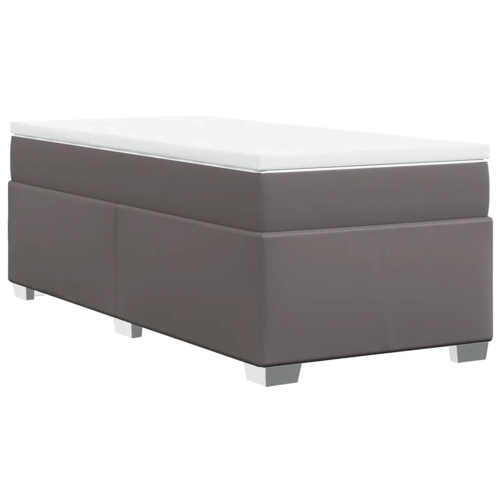 Giroletto a Molle con Materasso Grigio 90x190 cm in Similpelle
