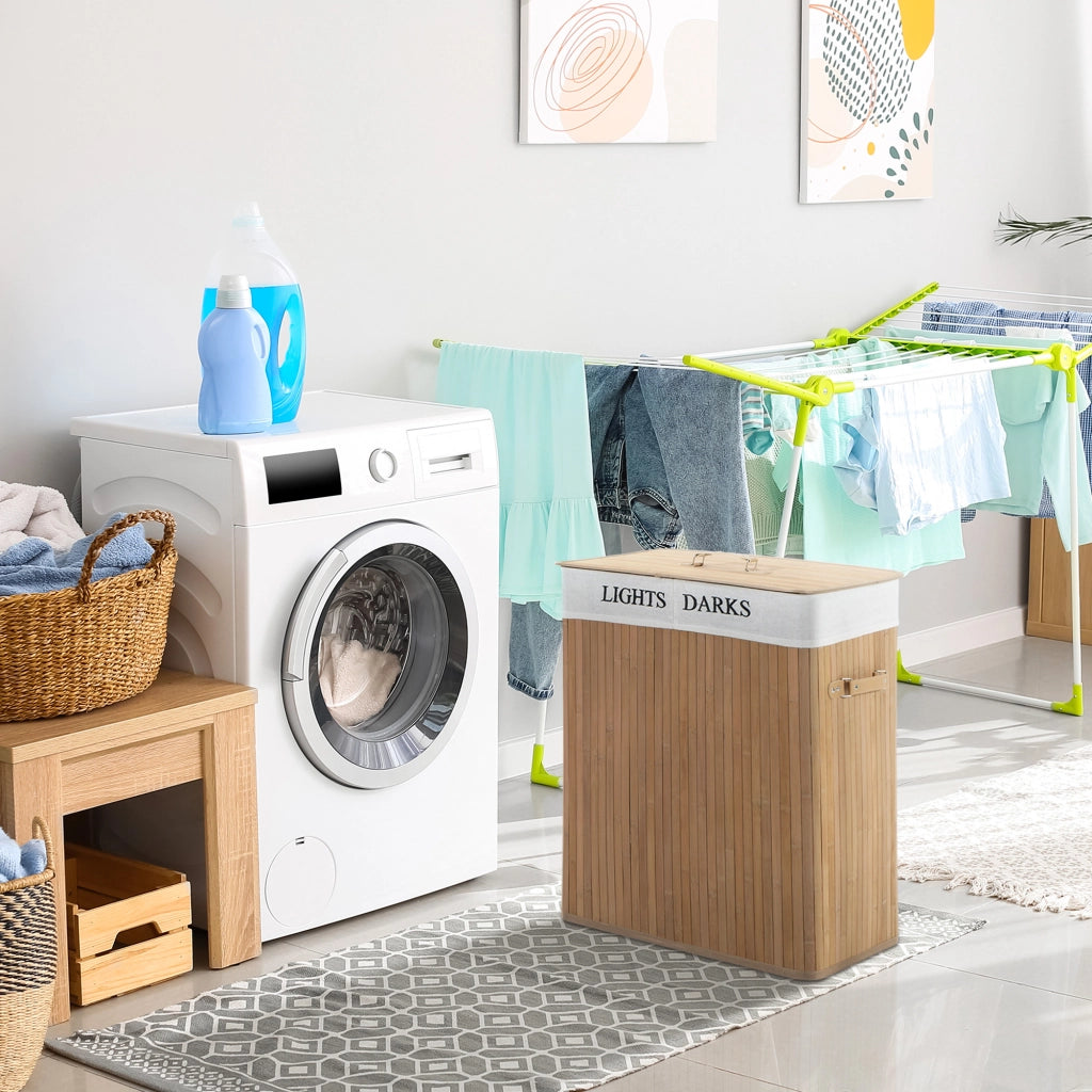 Cestino per biancheria in bamb¨´ con coperchio 100 L ¨C Zephmum ¨C Naturale