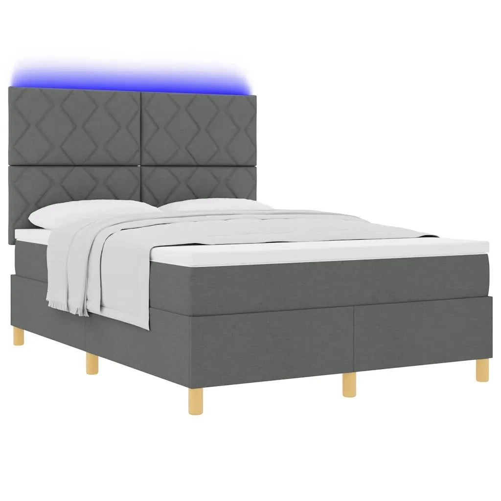 Letto a Sorgente LED Grigio scuro 160 x 200 cm Tessuto 3343188