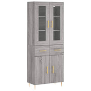 Buffet credenza cassettiera armadio mobile contenitore organizer cucina soggiorno salotto rovere Sonoma alto 69,5 x 34 x 180 cm legno ingegnerizzato grigio 02_0035453