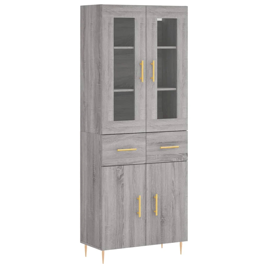 Buffet credenza cassettiera armadio mobile contenitore organizer cucina soggiorno salotto rovere Sonoma alto 69,5 x 34 x 180 cm legno ingegnerizzato grigio 02_0035453