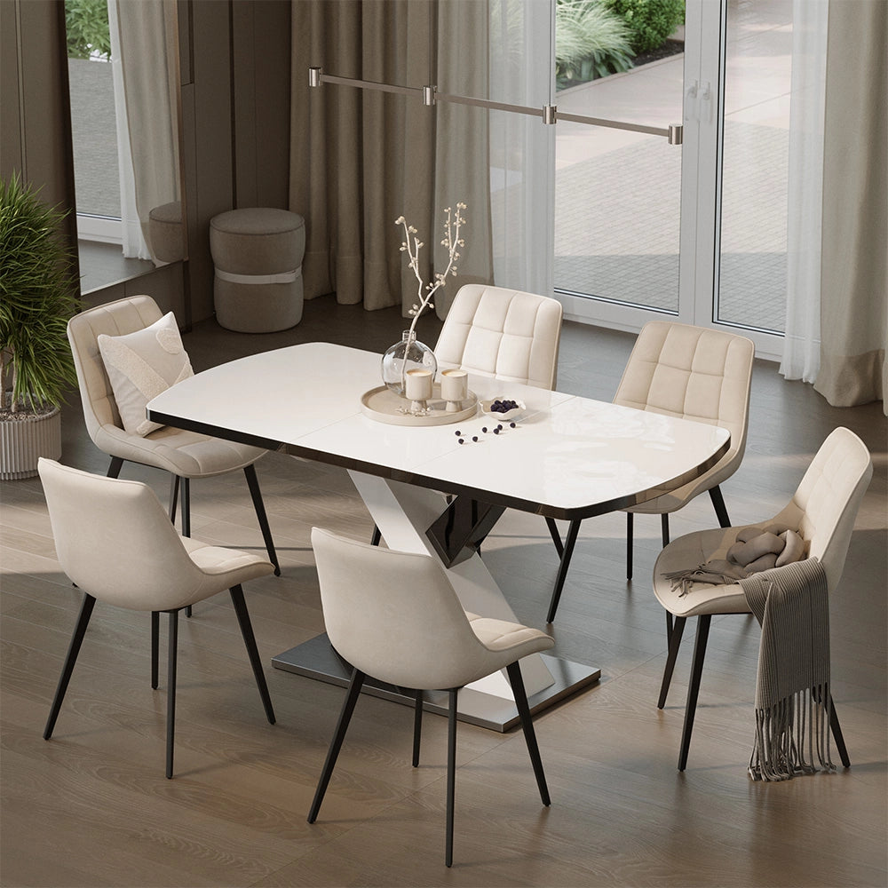 Tavolo da pranzo Chinto Nero/Bianco 120 x 80 cm Estensibile Vicco