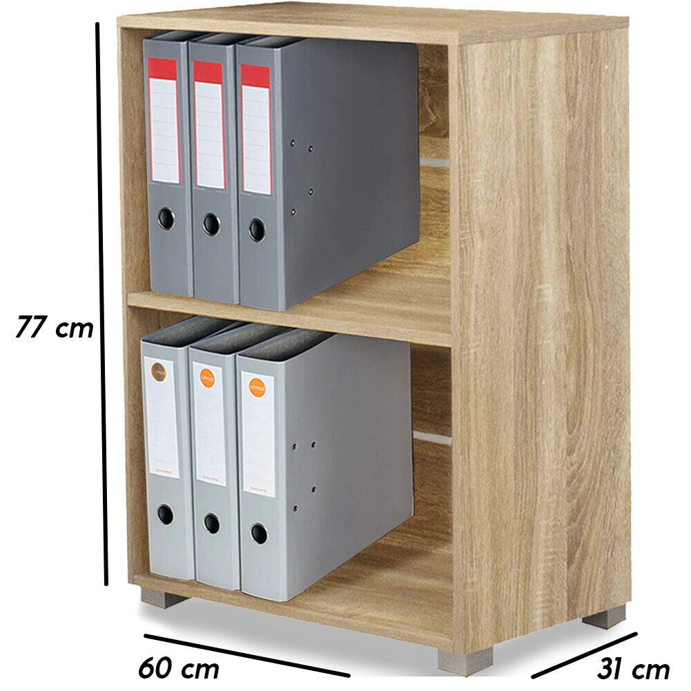 Libreria Mobiletto Scaffale 2 Ripiani Legno Nobilitato Naturale 60x31 H77cm Moderno