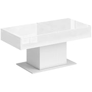 TAVOLINO DA CAFFÈ ESTENSIBILE CON VANO CONTENITORE MODERNO, 108-178.5X53X49 CM, BIANCO LUCIDO