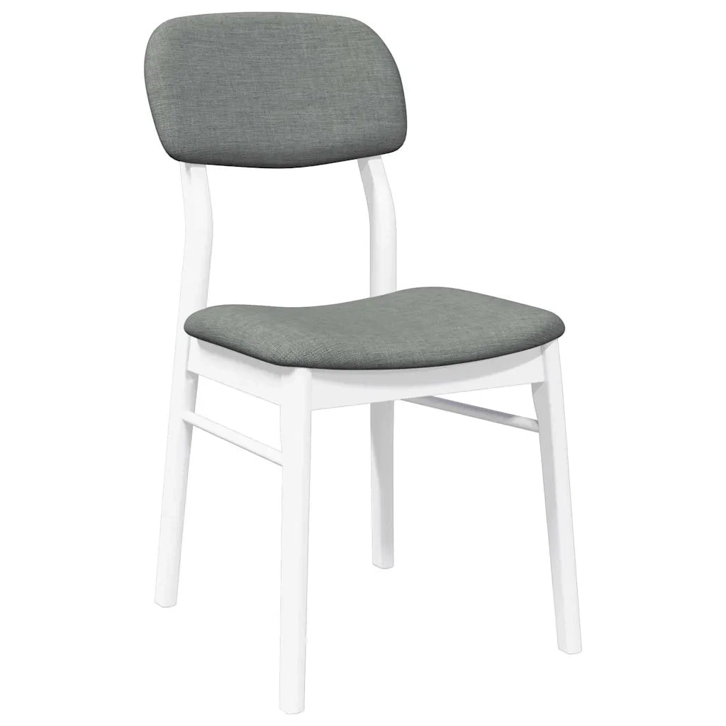 Sedie da Pranzo con Cuscini 2 pz Bianco Legno Massello di Hevea