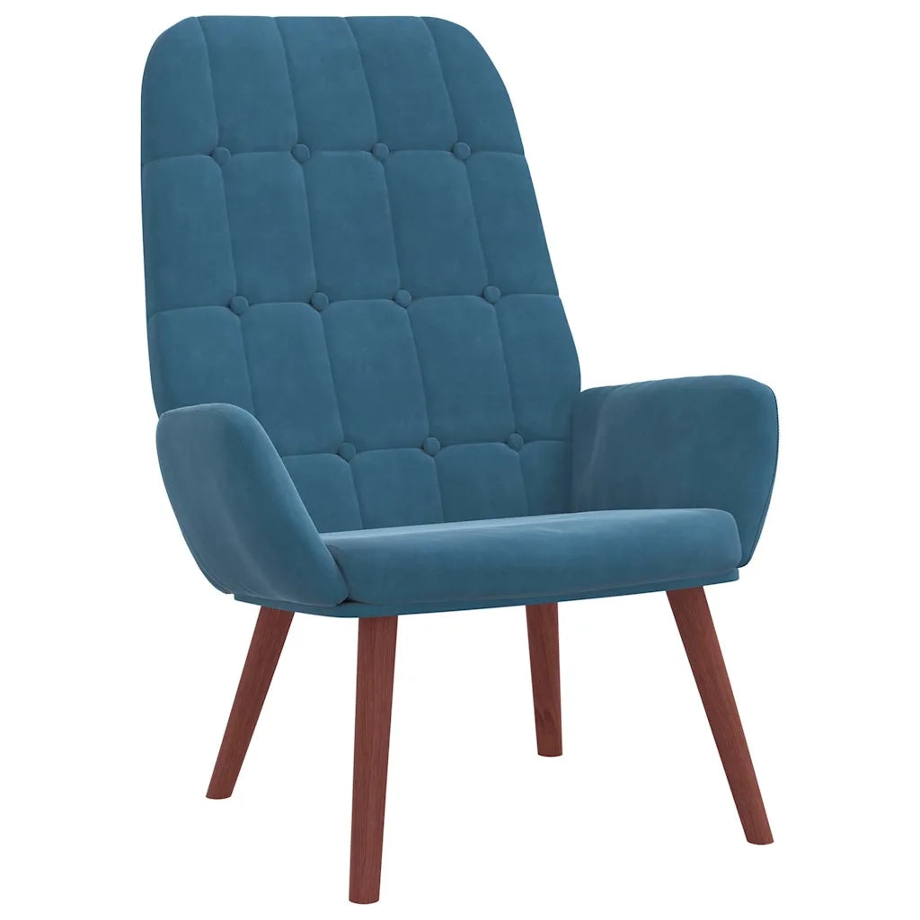 Divano Sedia-Poltrona Relax con Poggiapiedi Blu in Velluto 824621