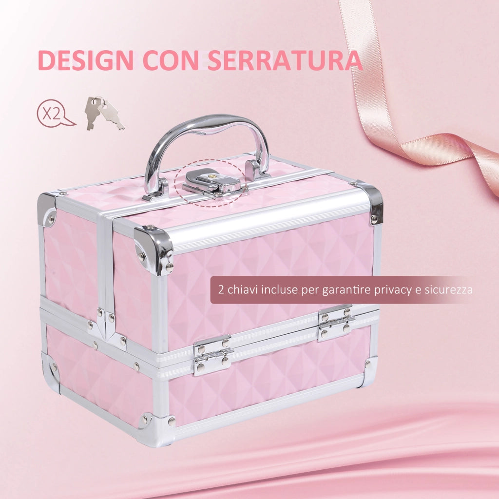 Valigetta Porta Trucchi con Vassoio ¨C zephmum ¨C 20x15x15cm Rosa