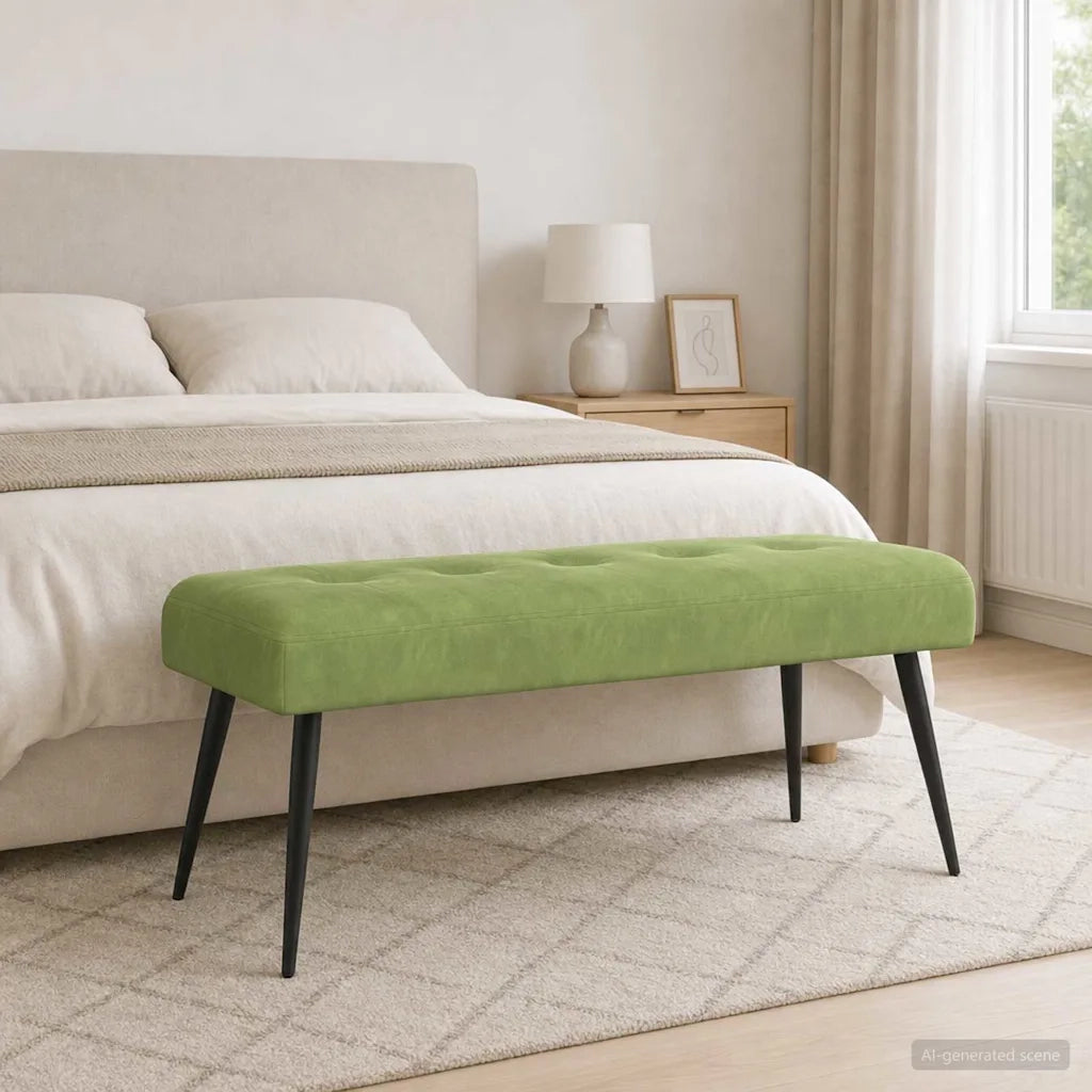 Panchina con bottoni imbottiti Verde chiaro 110 x 40 x 46 cm 42038532